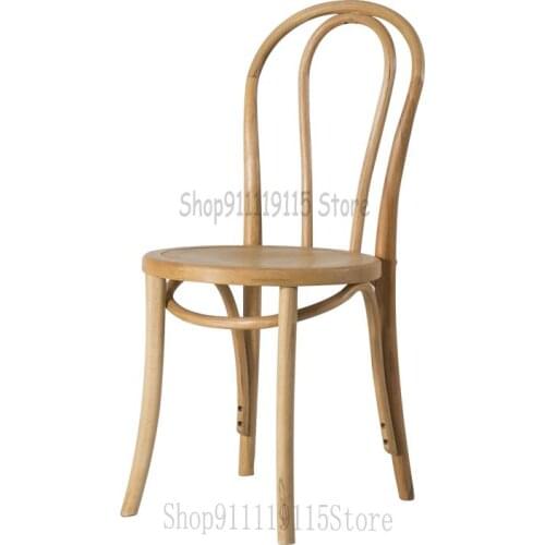Solid Wood Dining Chair Family Simple Retro Thonet Back Stool Nordic Designer Sauna Chair