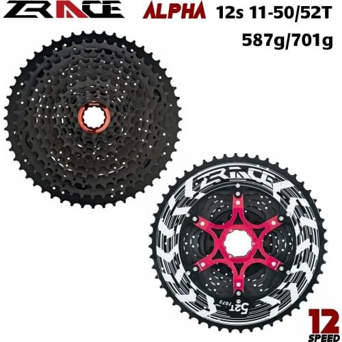ZRACE Alpha 12 s Leichte Kassette 12 Speed MTB Fahrrad Freilauf 11-50T/11-52T-schwarz, kompatibel M9100 / XX1 X01 GX NX Adler