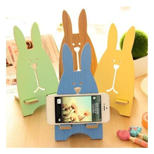 Cartoon Animal Cellphone Holder Wooden Light Weight Rabbit Koala Cat Phone Stand Desktop Bracket Universal Phone Tablet Holder