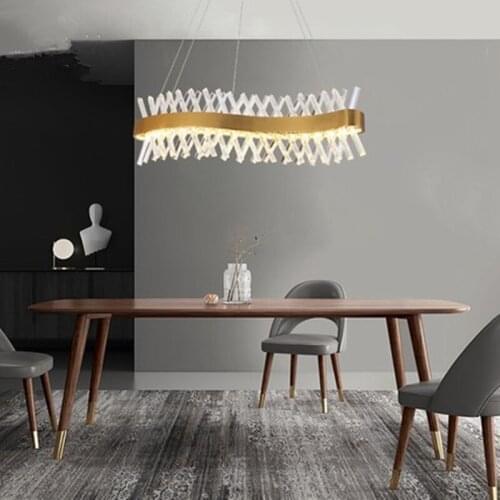 Modern LED Chandelier Lighting Luxury Dining Room Gold Crystal Chandeliers Kitchen Island Suspension Lustres De Cristal