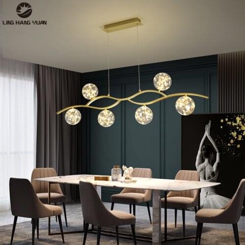 Modern Led Pendant Light Luminaires Nordic Chandelier Pendant Lamp for Living room Dining room Kitchen Hanging Lamp Gold frame