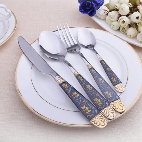 Steel Cutlery Set Gold Cutlery Set Stainless Steel Cutlery Western Dinnerware Set Kitchen Knives Spoon Pink Set Dropshippi