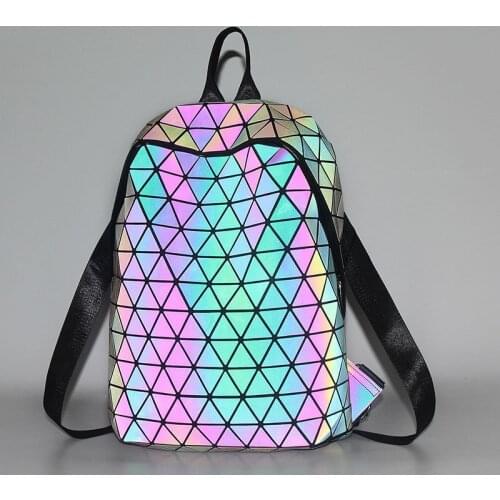 Luminous Backpacks Women Geometric Laptop Backpack For Men Shoulder Backpack School Holographic Rucksack Female Trave School Bag
