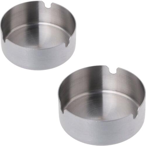 Y1UD High-End Stainless Steel Ashtray Durable Round Shape Cigarette Tray Portable Storage Case
