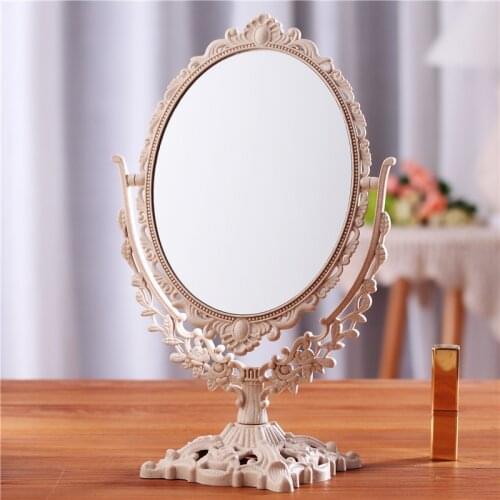 Desktop Makeup Mirror European-style Mirror Double Sided Backlit Dormitory Makeup Mirrors Beauty Tools Cosmetic Mirror