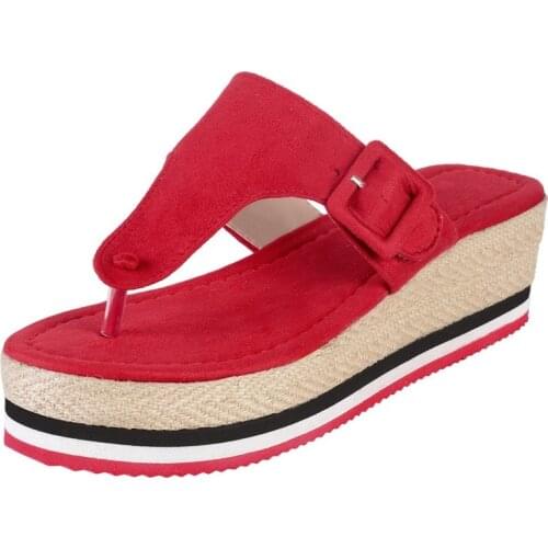 Womens Sandals 2021 New Heels Female Slippers Platform Wedges Sandalias Summer Slides Mujer Buckle Womens Flip Flops