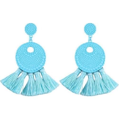 Cingesto DIY 2018 6 colors Ethnic Bohemi Drop Tassel Earrings for Women Round Statement Fan Earrings Fringe Brand Jewelry