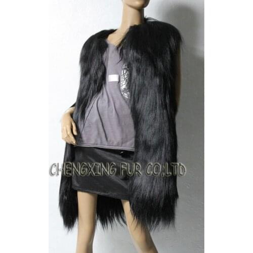 CX-G-B-130 New Women Genuine Goat Sheep Fur Long Lady Fur Waistcoat Autumn Winter Gilet
