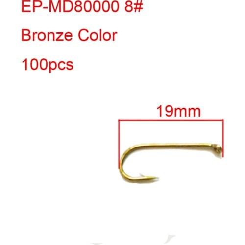 100pcs eupheng EP-MD80000 Dry fly fishing hook bronze color L