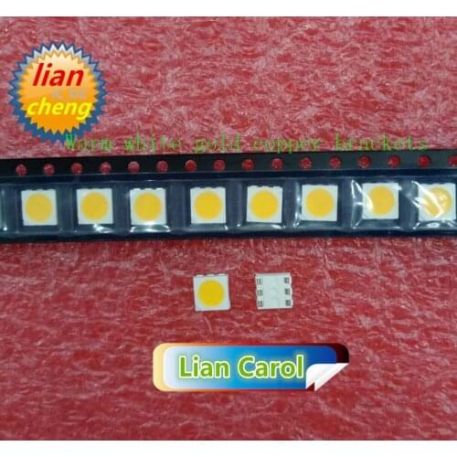 200Pcs 5050 Warm white SMD SMT LED PLCC-6 3-CHIPS 5050 led 60MA Mid-power 18-20LM 0.2W Gold wire copper bracket