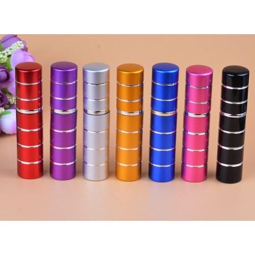 5ml Stitching Glass Perfume Pump Bottle Atomizer Anodized Aluminum Glass Travel Refillable Spray Container LX1313