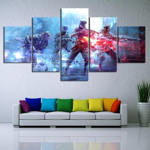 5 Piece Games Art Print Battlefield V Poster Paintings HD Soldier Paintings Canvas Art for Home Decor Wall Art