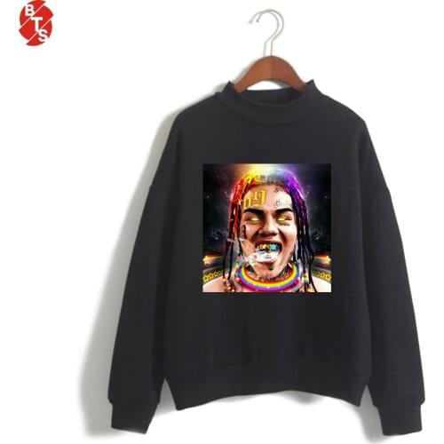 6ix9ine Fashion Rapper Printed Turtleneck Sweatshirts Women/Men Long Sleeve Hot Sale Sweatshirts 2018 Hip Hop Casual Wear
