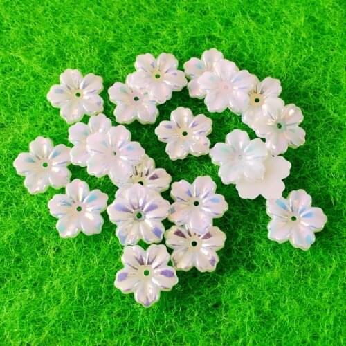80PCS 12mm AB Resin Candy Color Flower Stone Flatback Wedding Buttons Crafts HA09