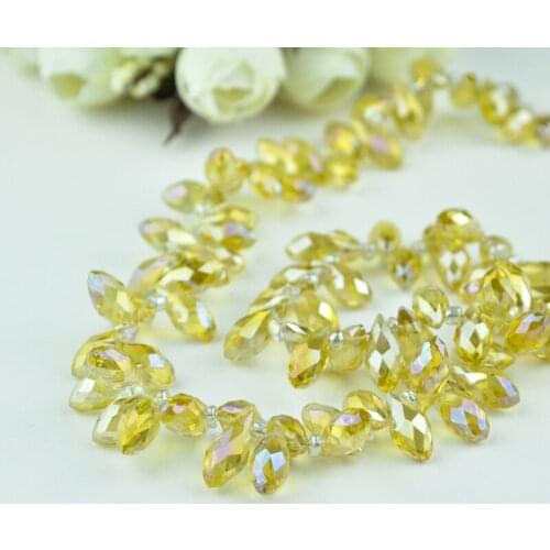 AAA Top Quality 6x12mm Teardrop Beads Crystal Glass Beads Crystal gold AB color 100pcs/lot Free Shipping