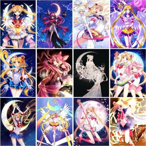 5D Diy Diamond Painting Anime Sailor Moon Character Embroidery Mosaic Wall Stickers Modern Home Girls Bedroom Decoration
