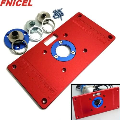 Aluminum Router Table Insert Plate with 2Pcs Insert Ring and 3Pcs Axle Sleeve for Woodworking Bench Tools Wood Router Table