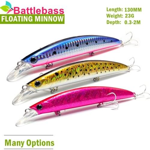 BATTLEBASS 110mm/130mm 19g/23g Minnow Fishing lure Hard Bait Floating Wobblers Laser Professional Artificial Bait Long Casting