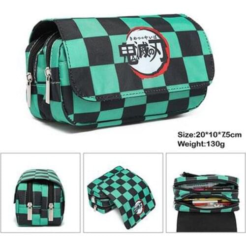 Anime Demon Slayer Kochou Shinobu Cosplay Pencil Case Kimetsu No Yaiba Makeup Bag Pen Stationery Student Bag Catoon Pencil Box