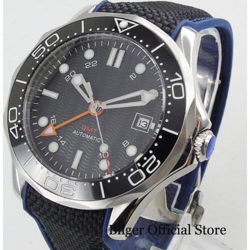 Sapphire Crystal 41mm Black Mens Watch Automatic Movement Silver Color Watch Case Mechancial Wristwatch