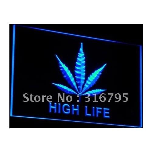 E006 Hemp Leaf High Life NR LED Neon Light Signs with On/Off Switch 20+ Colors 5 Sizes to choose