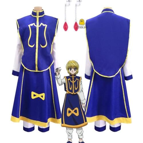 Anime Hunter x Hunter Cosplay Costume Kurapika Wig Earring Halloween Christmas Party Suit Men Women Carnival Role Play Costume