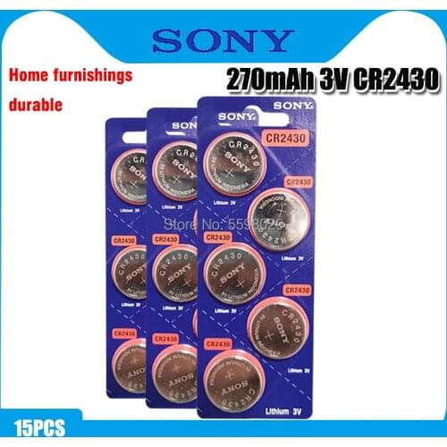 15pcs Original Sony CR2430 CR 2430 Button Coin Batteries DL2430 BR2430 KL2430 3V Lithium Battery For Watch Toy hearing aids