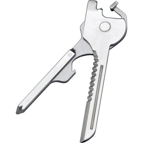 Mini 6-in-1 Multi-Function Self Defense Security Key Ring Chain Knife Screwdrivers Outdoor Sports Camping Attack Tactical Tool