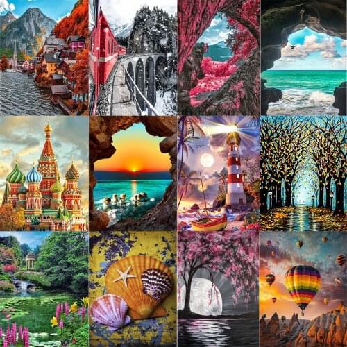 Landscape Canvas Coloring Hand Painted DIY Oil Drawing Modern Wall Art Picture By Numbers Painting By Numbers Kit