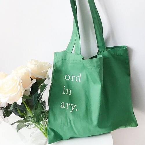 New Women Canvas Bag Ladies Literary Letter Printing Shopping Bag EcoFriendly Tote Bag Female Simple Book Tote Bag Girls Handbag
