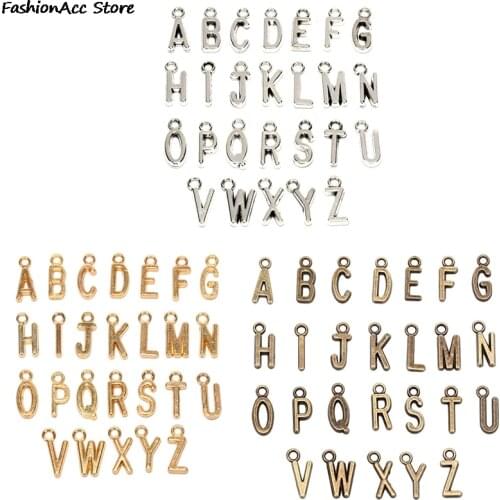 NEW 26Pcs Alphabet A-Z Charms Pendents Letters DIY Jewelry Findings Gold Bronze NEW For Jewelry Making