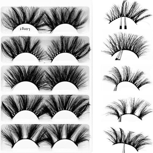 New 5Pairs 25mm Natural 3D False Eyelashes Dramatic Volume Fake Lashes Makeup Mink Lashes Extension Makeup Tool