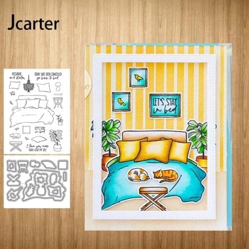 New Design Bed Lamp Potted Plant Metal Cutting Dies and Clear Stamps Craft Stencil Scrapbooking Album Paper Make Template Decor