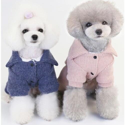 Dog Clothes Pet Clothes Autumn and Winter Clothes 20 Simple Wool Winter Plus Velvet Thick Warm Four-legged Pet Clothes