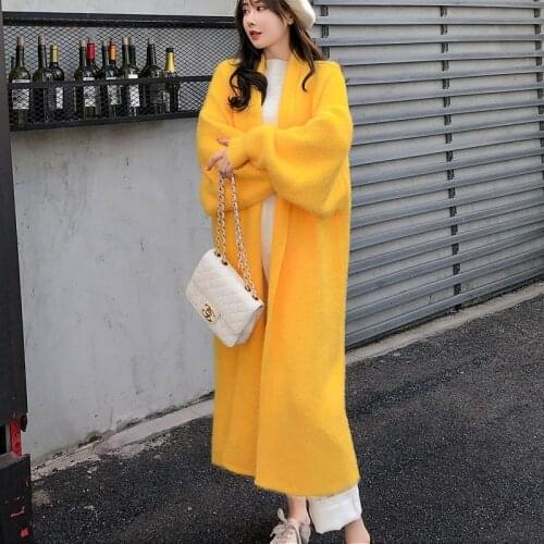 2020 Autumn New Cardigan Sweater Lantern Sleeve Loose Plus-Sized Casual Sweat Oversize Femme Long Coat Womens Sweater AA5518