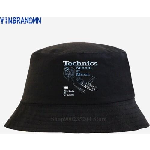 Summer Retro Deejay Bucket Hat Long Play Technics School of Music Fisherman Hat men Vintage DJ music Hats 2021 Hot Sale Fish Hat