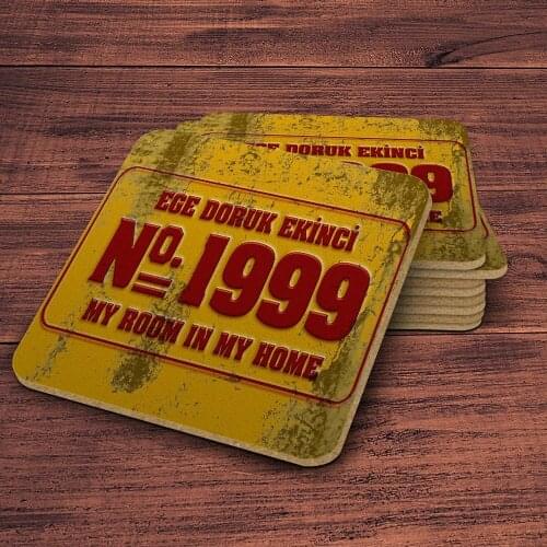 Personalized Retro Street Sign Design Wooden Coaster (Wall Written) 2 (4 PCs)