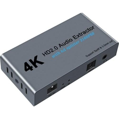 HDMI Splitter 1 in 2 with Audio Extractor 4K60HZ HDMI 2.0 Out HDCP 2.2 1080P for PS4 Pro DVD Laptop