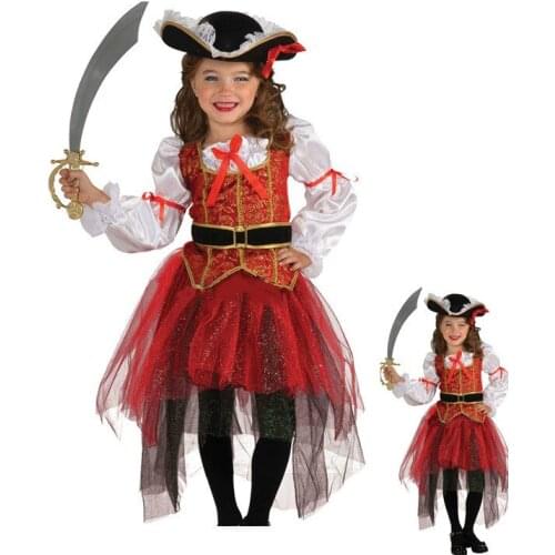 Halloween Christmas Pirate Costumes Girls Party Cosplay Costume for Children Kids Clothes