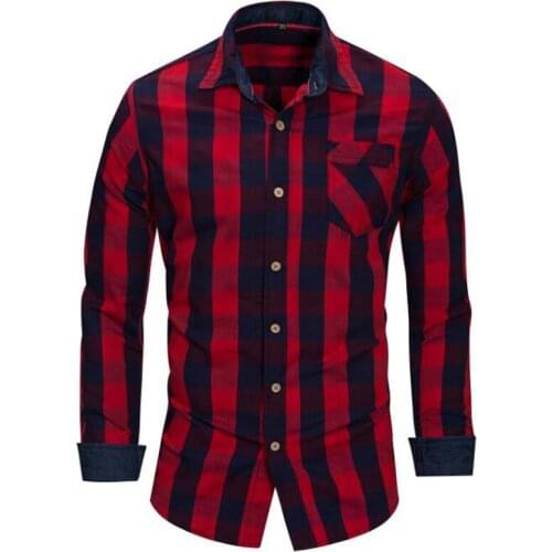 NEW High quality brand mens shirts Spring autumn 100% cotton casual camisa masculina Plaid long sleeved shirt men Plus Size