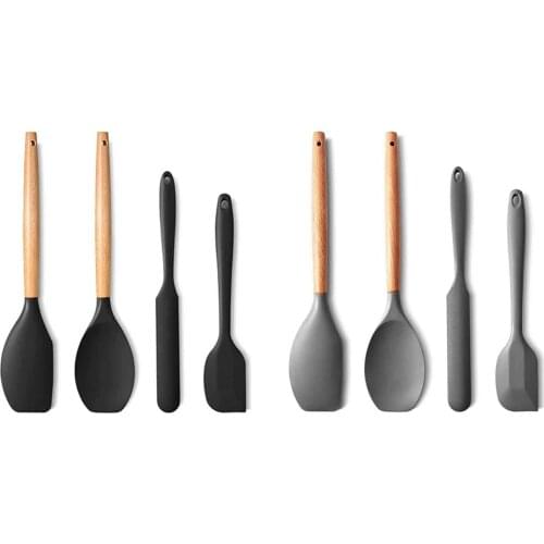Silicone Spatula Set of 4 with Fahrenheit Heat Resistant,Rubber Spatula Wooden Handle Kitchen Utensils