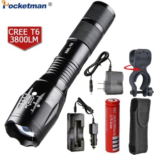 Pocketman LED Flashlight E17 4800 Lumens 5-Mode XM-L T6 Zoomable rechargeable Focus Torch by 1*18650 or 3*AAA