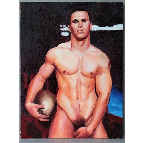 Nude GAY ART sexy abdominal muscle attractive 100% hand painted #Original Oil painting on Canvas 002