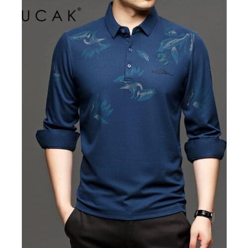 UCAK Brand Spring Autumn New Arrival High Quality Classic Chines Style Turn-down Collar Long Sleeve T-Shirt Men Clothes U5317