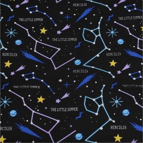 Star constellation printed canvas fabric for curtain shopping bag backpack schoolbag DIY sewing material by the yard