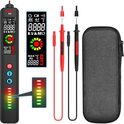X2 Smart Digital Multimeter Infrared Temperature Measuring LCD Screen AC DC Voltage Detector Pen LED Flashlight Voltage Meter