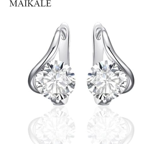 MAIKALE New Fashion Gold/Silver color Earrings Micro inlay Cubic Zirconia Stud Earrings for Women Jewelry Gift Charm Brincos