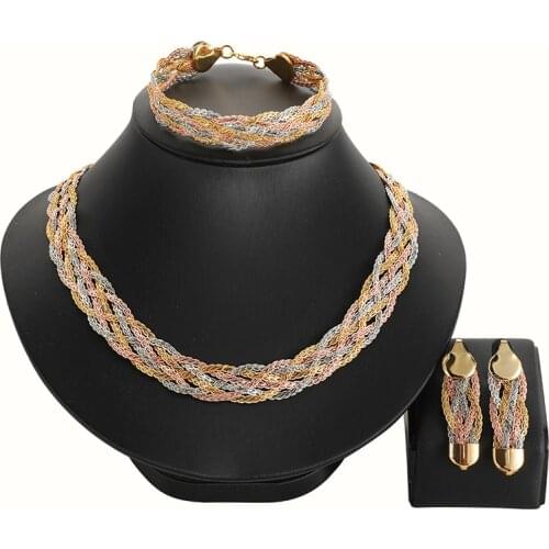 Nigeria Jewelry Sets for Women Africa Beads Jewelry Set Dubai Gold Wedding Bridal Fashion Jewelry Sets Womens Accessories