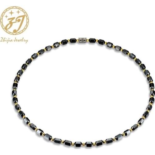 Zhijia Vintage Classic Natural Stone Jewelry Noble Elegant Exquisite Black Rubies Beaded Chain Choker Necklace For Woman /Men