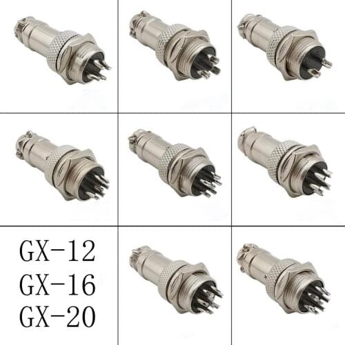 1Set GX12/GX16/GX-20 Male & Female Circular Aviation Wire Panel Connectors 2 Pin/3 Pin/4 Pin/5 Pin/6 Pin/7 Pin/8 Pin/9 Pin